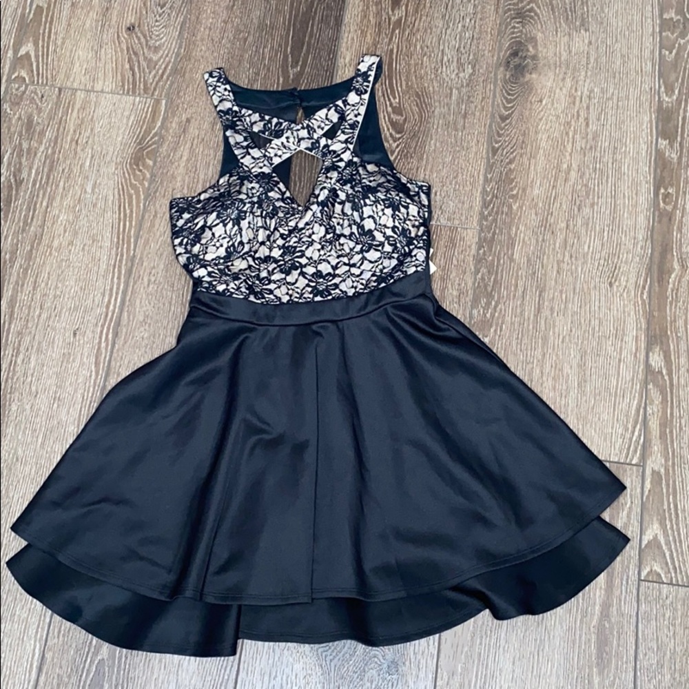 NWT! Emerald Sundae black dress w/lace&cutout top